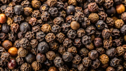 Obraz premium High-resolution image of aromatic black peppercorns, showcasing their texture and culinary appeal.