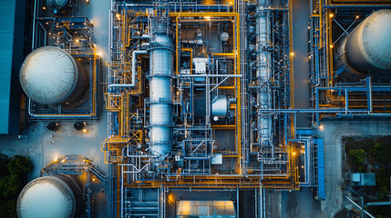 A top-down view of a biomass power station, highlighting the interaction between boilers, turbines, and heat exchangers.