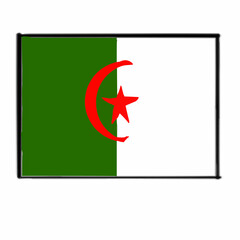 Algeria Flag with Crescent and Star Symbol