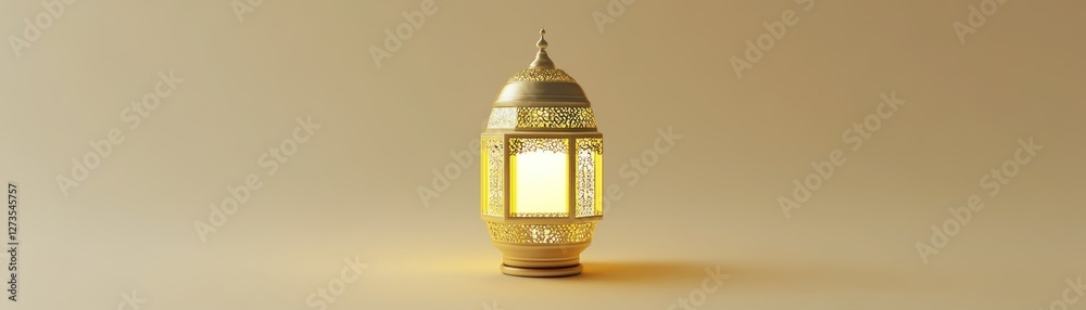 Poster Illuminated Golden Lantern with Intricate Design