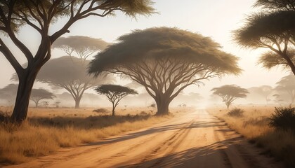 African Savanna Sunrise Road