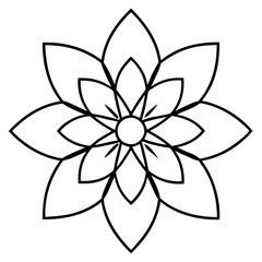 Minimalist Cosmos Flower Mandala Line Art Vector