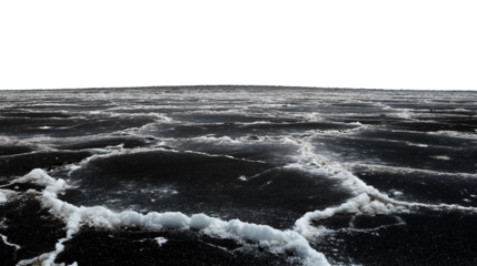 Salt flats with cracked white patterns isolated on transparent white background