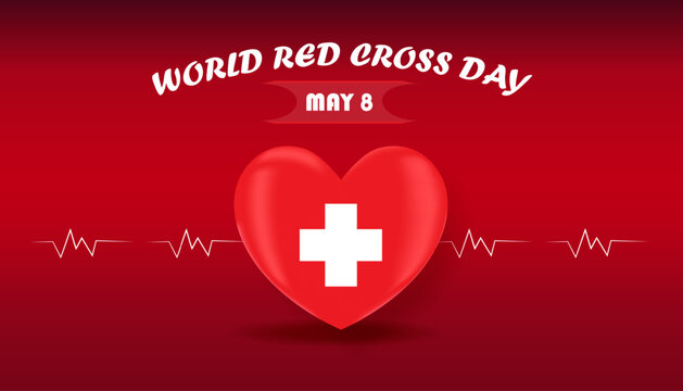 World Red Cross Day background or banner design template celebrated in 8 may. Red cross CPR, World heart day, world health day, blood organ donation. Abstract healthcare. vector illustration
