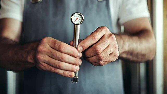 1_Monitoring Beer Temperature with a Thermometer in Brewing Process