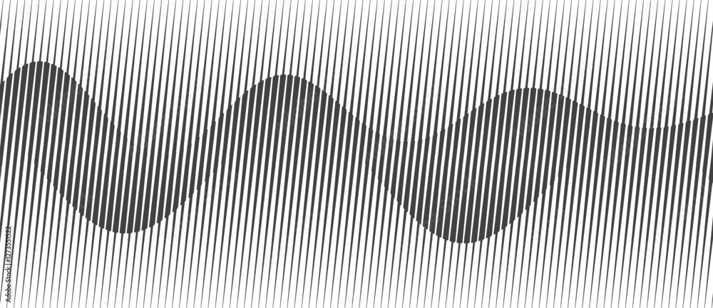 Poster Abstract art geometric background with vertical lines. Optical illusion with waves and transition