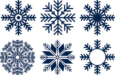 Obraz premium A set of blue snowflakes. Christmas snowflakes isolated on transparent. Christmas decoration png icons.