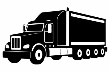 Semi Truck Side View Line Art Vector