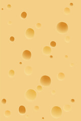 Swiss cheese cross section texture vertical background graphic illustration.
