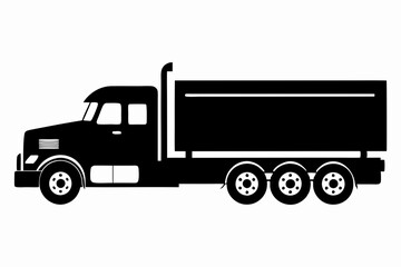 Semi Truck Side View Line Art Vector
