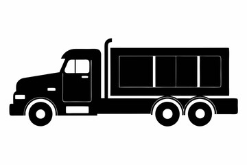 Semi Truck Side View Line Art Vector