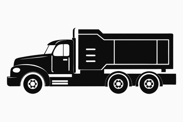 Semi Truck Side View Line Art Vector