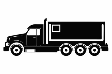 Semi Truck Side View Line Art Vector