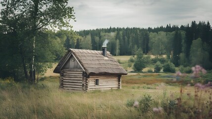 Fototapeta premium Wooden house in the forest