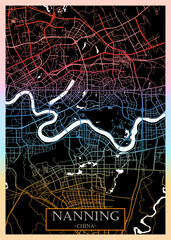 Nanning City Street Map, modern city background, urban city, watercolor city art, abstract city, urban background, city landscape, city banner district, city house, business city view