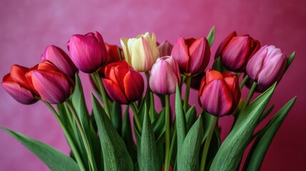 Obraz premium Tulips: A Vivid Tapestry of Spring's Finest Blooms