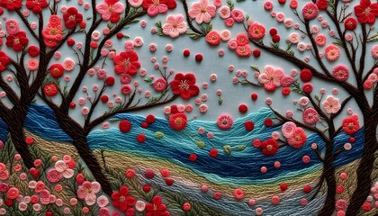 Beautiful Spring Blossom Embroidery Art
