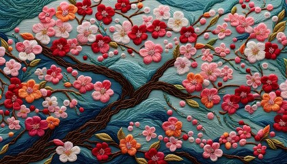Beautiful Spring Blossom Embroidery Art