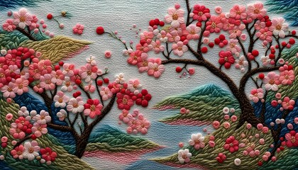 Beautiful Spring Blossom Embroidery Art