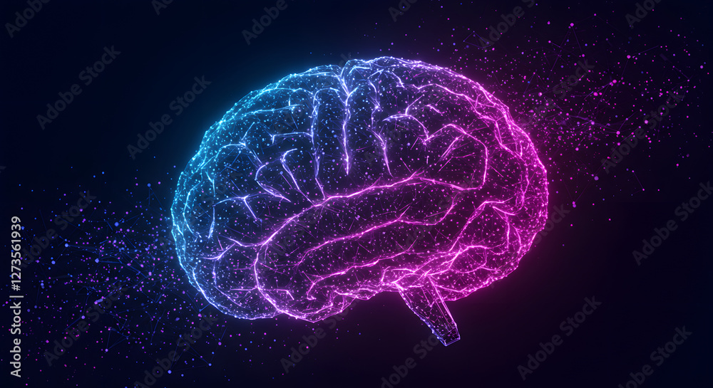 Wall mural abstract representation of artificial intelligence neural network connecting nodes digital brain con