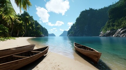 Obraz premium Tropical Beach with Boats