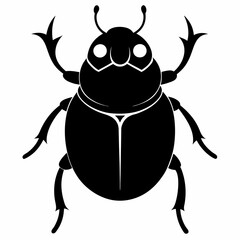 Minimalist Dung Beetle Silhouette Vector
