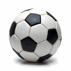 Fototapeta premium Soccer Ball black and white soccer ball, pentagonal pattern, perfectly round, realistic texture, flawless, white background.