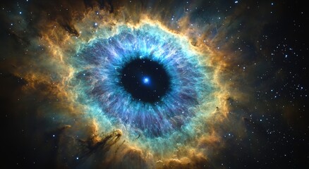 A vast eye of the galaxy, surrounded by a nebula and set against a space background.