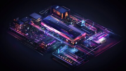 Fototapeta premium Utopian cyberpunk city ai integration in daily life