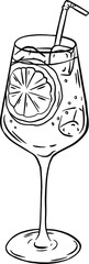 Aperol Spritz cocktail line art illustration.