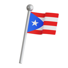 Handheld Puerto Rican Flag with Metal Pole