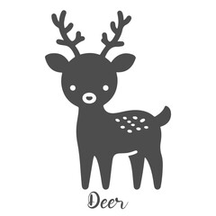 Obraz premium A creative hand-drawn silhouette of a deer with elegant antlers and minimal details
