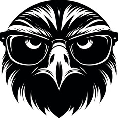 Obraz premium Falcon with Glasses vector black silhouette print design