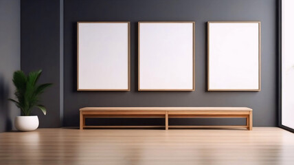 White Picture Frames in Art Gallery, Empty Photo Frames Exhibition, Modern Museum Interior