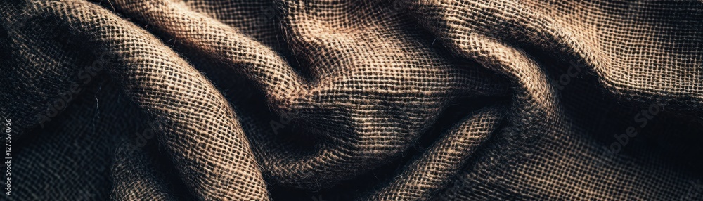 Poster textured burlap fabric draped in soft folds