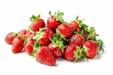 Obraz premium Fresh strawberries on white background. Artificial intelligence image