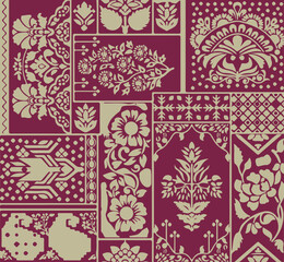 Ikat abstract pattern. Illustration ikat blue watercolor abstract floral paisley seamless pattern. Ikat abstract pattern use for fabric, textile, home decoration elements, upholstery, wrapping,