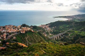 Taormina, Sicily, Italy. View of famous tourist attraction and travel destination