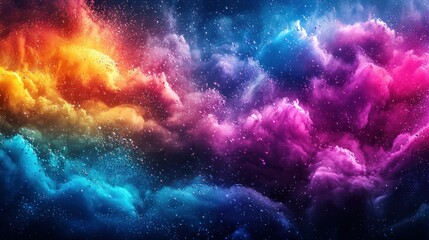 Naklejka premium Colorful nebula cloudscape with cosmic dust particles in space