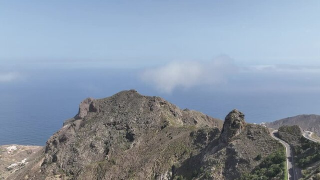 Drone video of the mountains of Tenerife with sea views