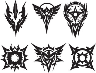 A set of elements for flat design in cyberpunk style. Hand drawn vector illustration