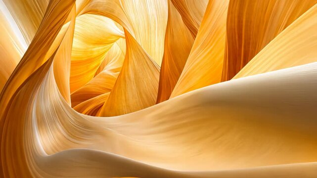Flowing sandstone curves create mesmerizing patterns in a desert canyon during golden hour
