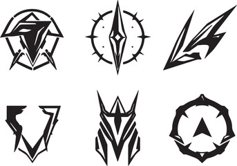 Fototapeta premium A set of elements for flat design in cyberpunk style. Hand drawn vector illustration