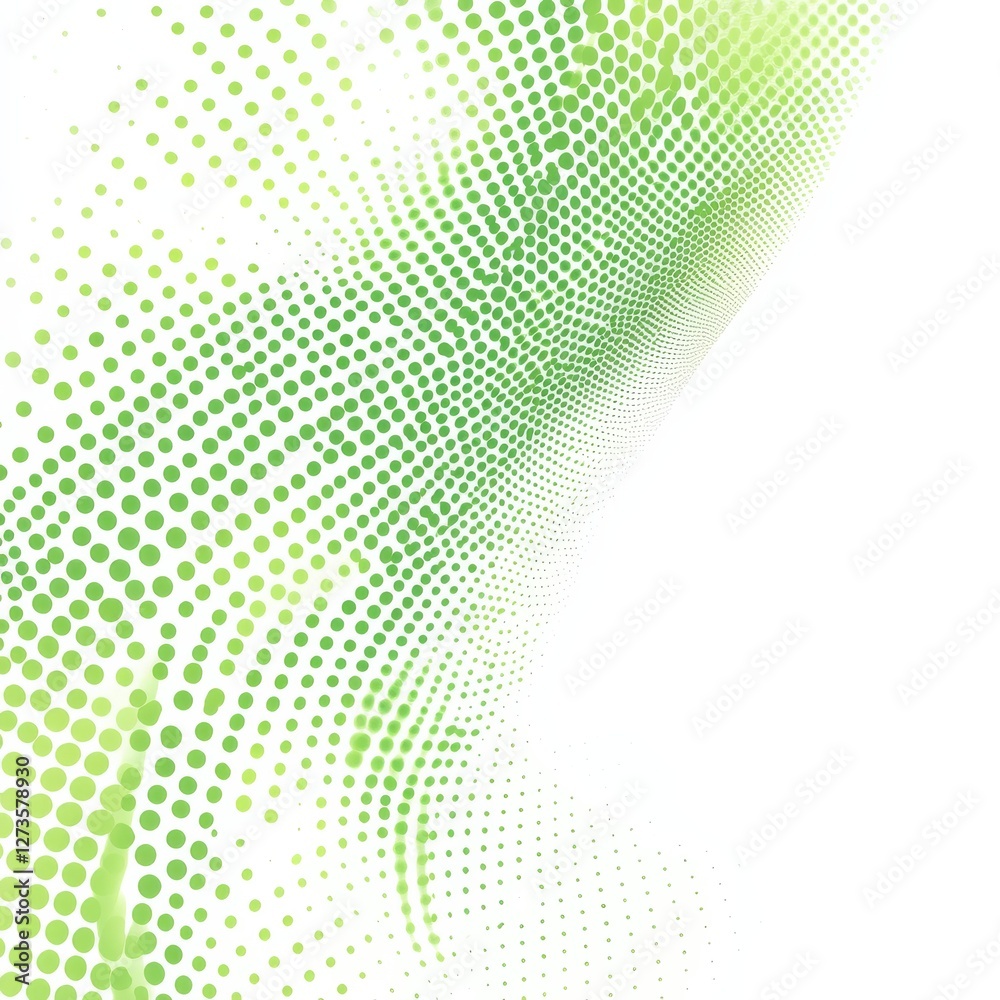 Aufkleber Green Dot Wave Pattern on White Background: A Subtle and Abstract Modern Design Element