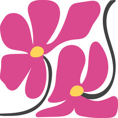 Abstract Retro Groovy Flowers Doodle illustration