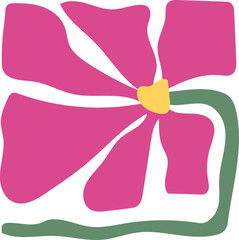 Abstract Retro Groovy Flowers Doodle illustration