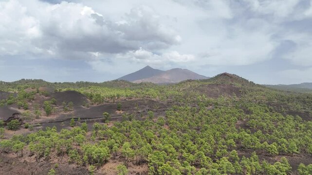 Drone video of Teide volcano from afar