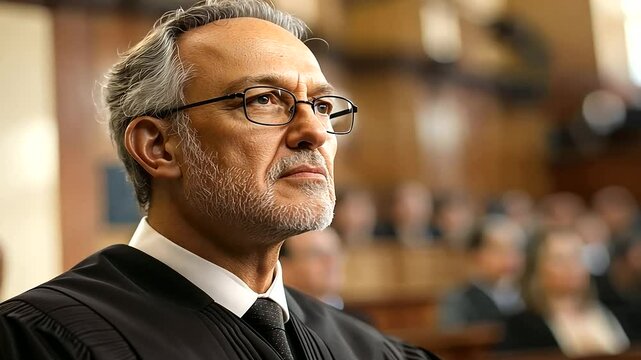 1_Judge Listening to Lawyer in Courtroom Setting