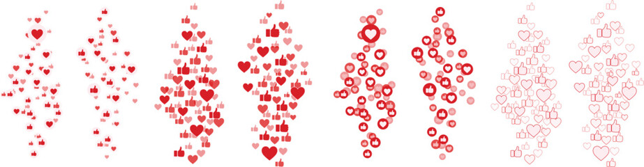 Vector Set of Like Icons in Round Shape. Social Media Thumbs Up Pack. Flat Design UI Elements for Web and App