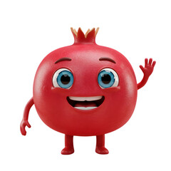 Fototapeta premium Cute Smiling Pomegranate Cartoon Character – Fun & Playful Illustration